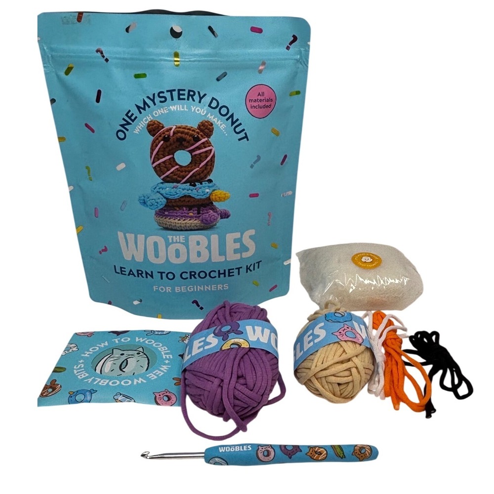The Woobles Mystery Donut Crochet Kit Beginner Cat Purple Easy Peasy Brand New